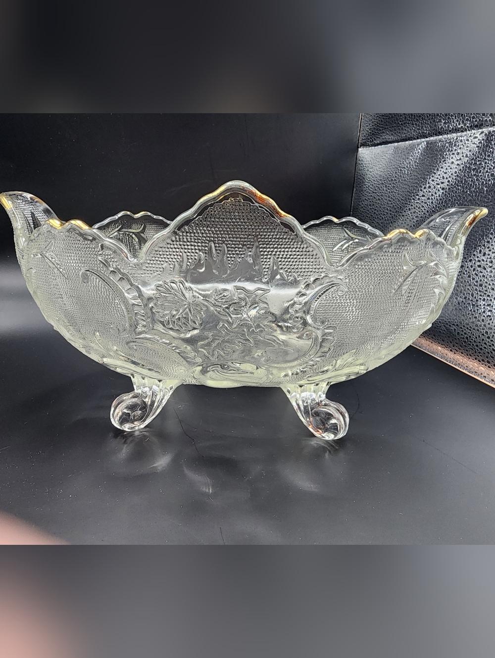 Vintage Jeannette Glass “Lombardi” Footed Centerpiece Bowl Antique 1900s